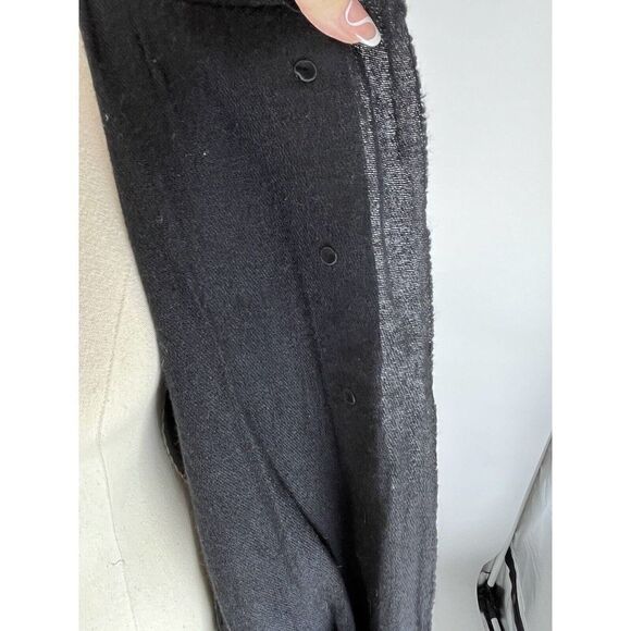 Free People Black Leather Jacket Size Large Suede Buffalo Plaid Grunge Dark Acad - Picture 12 of 16